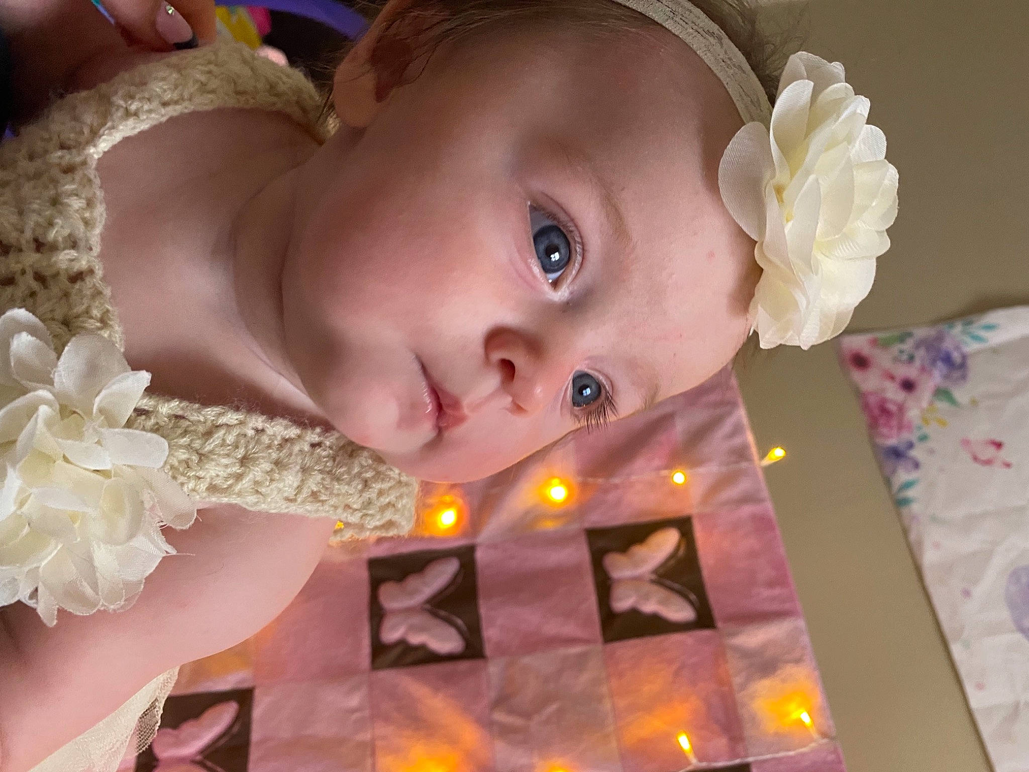 Kylene joined the competition — help win amazing prizes! baby, baby_toddler_clothing, cheek, event, eyelash, flash_photography, flower, happy, headpiece, iris, jewellery, light, lip, nose, pattern, person, petal, pink, skin, textile