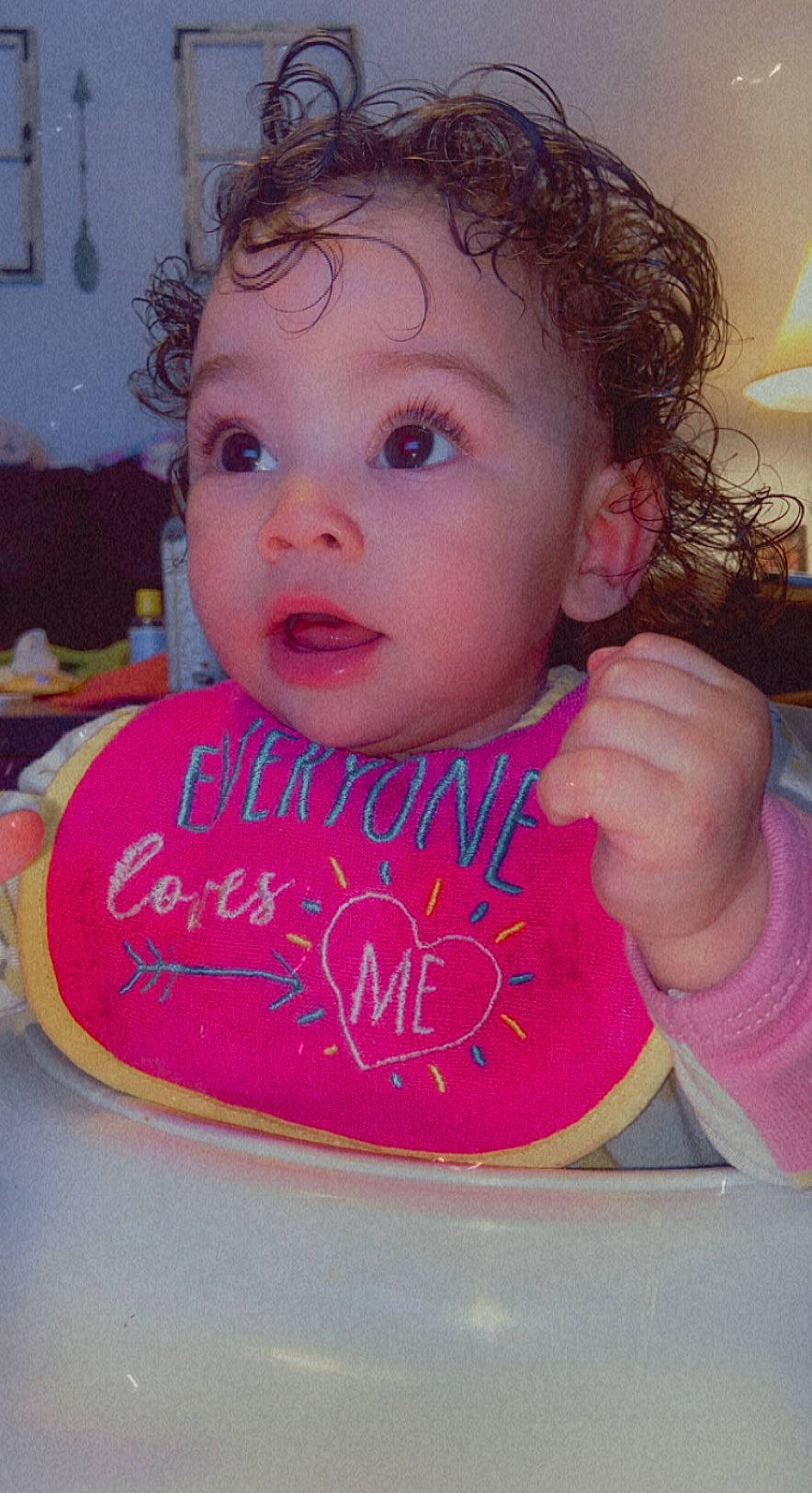 Zylah joined the competition — help win amazing prizes! baby, baby_toddler_clothing, cheek, child, eyelash, facial_expression, finger, fun, hairstyle, happy, iris, lamp, lip, magenta, nose, organ, person, pink, skin, surprise