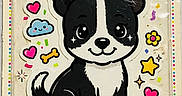 Fouiny participe au concours pour gagner de l'argent avec cette photo : autocollant, black_and_white, cartoon, cloud, colorful, confetti, cute, dog, flower, heart, illustration, label, packaging, peel_and_stick, plastic, smiling, star, sticker, text, toy