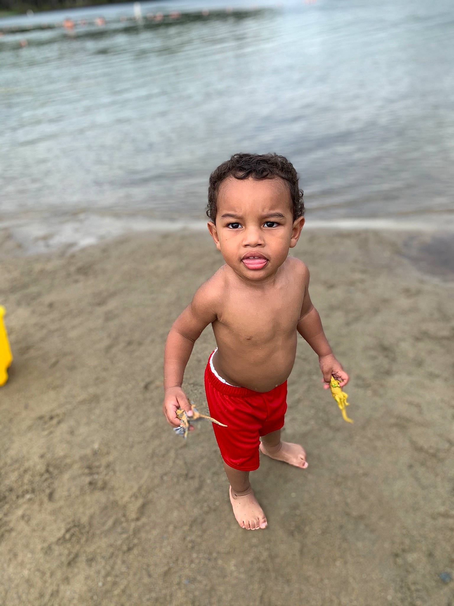 Daryl is registered to the contest to win money with this photo: baby, barechested, barefoot, beach, body_of_water, chest, foot, fun, happy, head, leg, leisure, morning, people_in_nature, people_on_beach, person, recreation, shore, skin, toddler