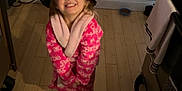 Emrea is registered to the contest to win money with this photo: child, girl, smile, pink, robe, hat, barbie, princesses, barefoot, wooden_floor, kitchen, appliance, towel, happy, clothing, indoor, person, floor, cute, portrait
