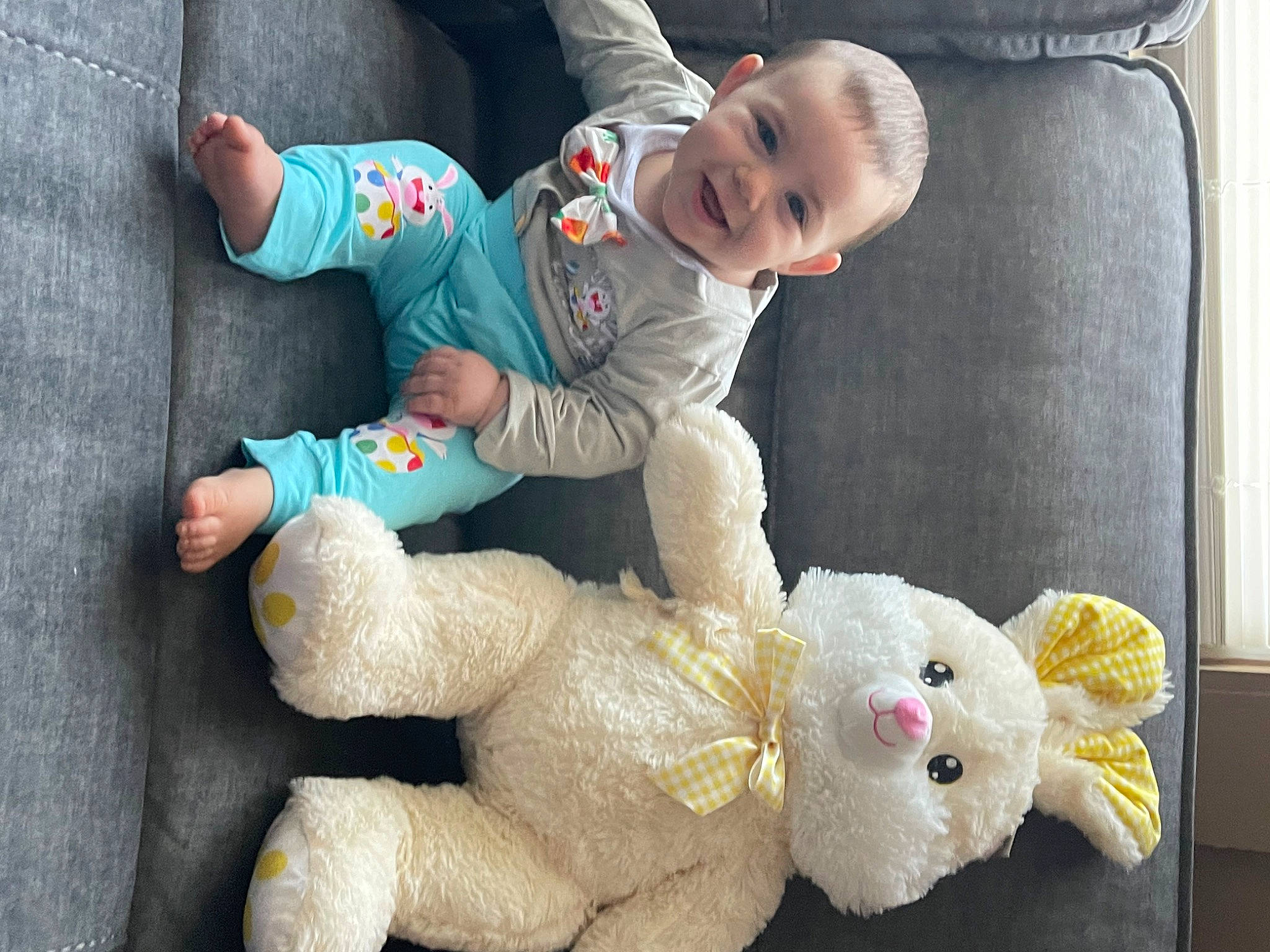 Matteo is registered to the contest to win money with this photo: baby, baby_toddler_clothing, baby_toys, child, comfort, couch, eye, head, joy, lap, person, photograph, product, room, snapshot, stuffed_toy, teddy_bear, textile, toddler, toy
