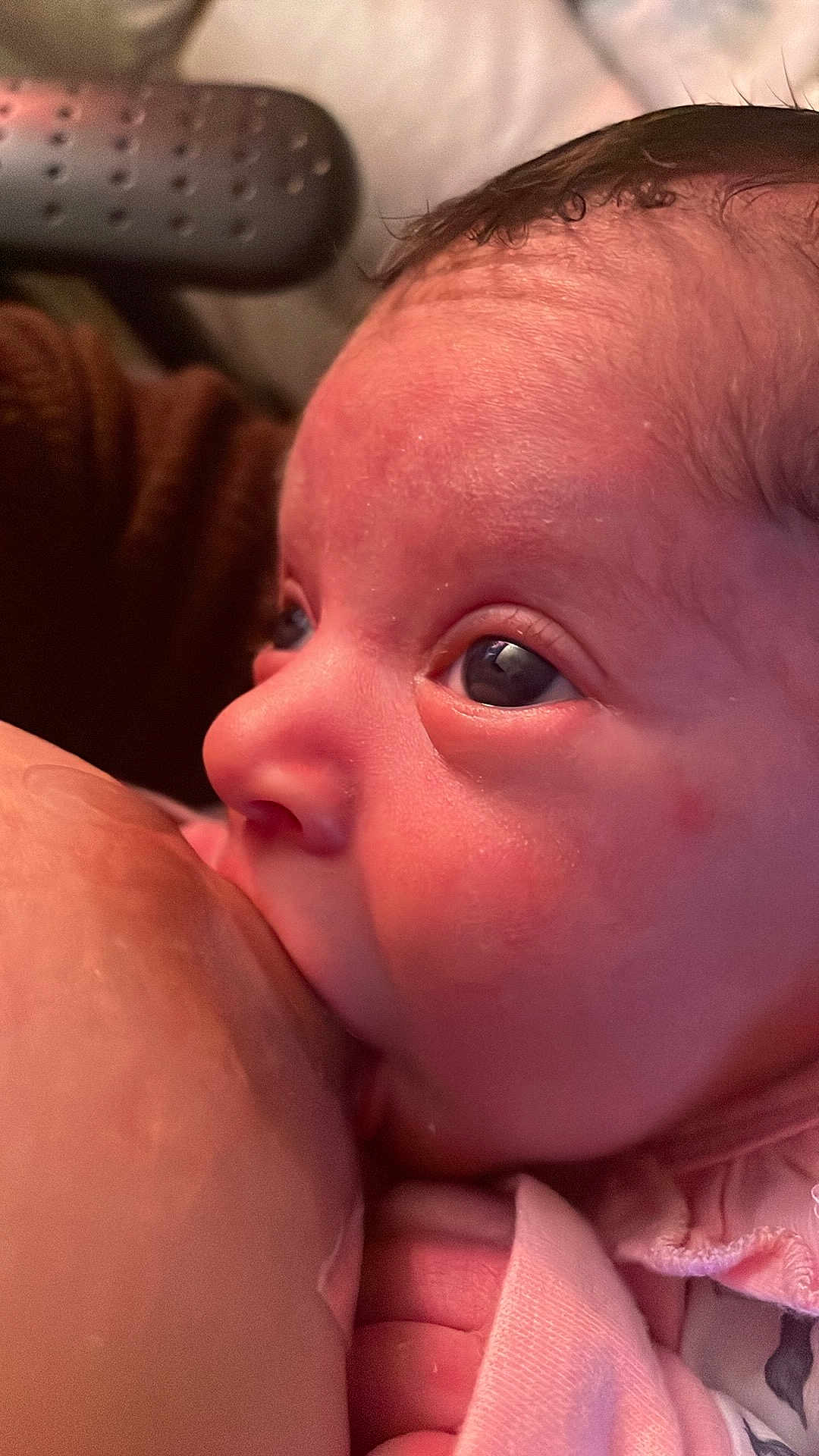 Rayellie-Marie joined the competition — help win amazing prizes! baby, breastfeeding, close_up, infant, face, skin, hand, pink_clothing, newborn, parent, feeding, love, care, human, child, portrait, tenderness, intimacy, soft_light, warm_colors