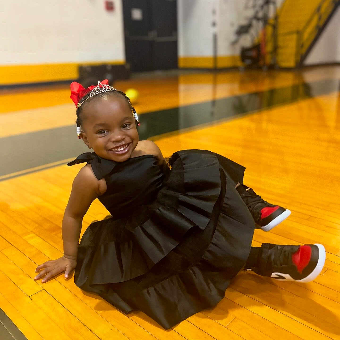 Gracie is registered to the contest to win money with this photo: baby, babycrawling, child, clothing, crawling, dancing, face, female, girl, happy, hardwood, head, leisureactivities, person, photography, portrait, sitting, sleeve, student, wood