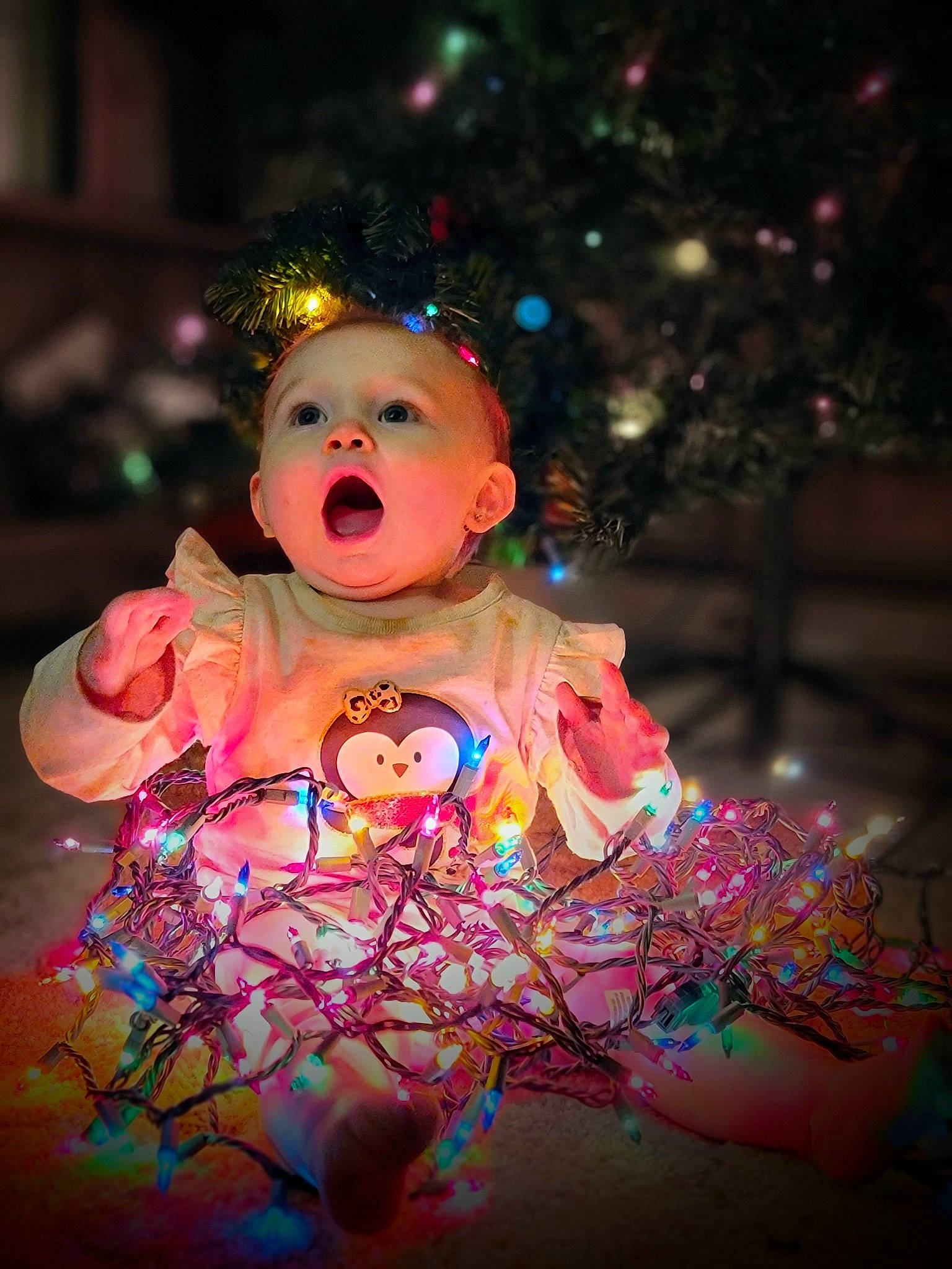 Raina joined the competition — help win amazing prizes! art, child, christmas_ornament, darkness, doll, entertainment, event, fashion_design, flash_photography, fun, happy, hat, head, headgear, ornament, performing_arts, person, pink, surprise, toddler