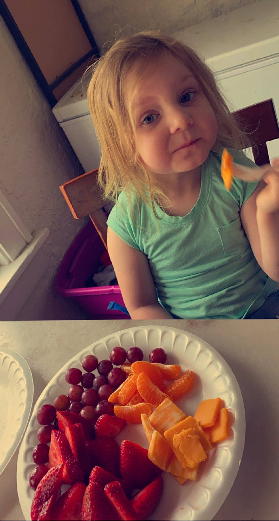 Aubree joined the competition — help win amazing prizes! art, child, comfort_food, cooking, cuisine, dish, dishware, face, food, fruit, ingredient, person, plate, platter, produce, recipe, smile, sweetness, t_shirt, tableware