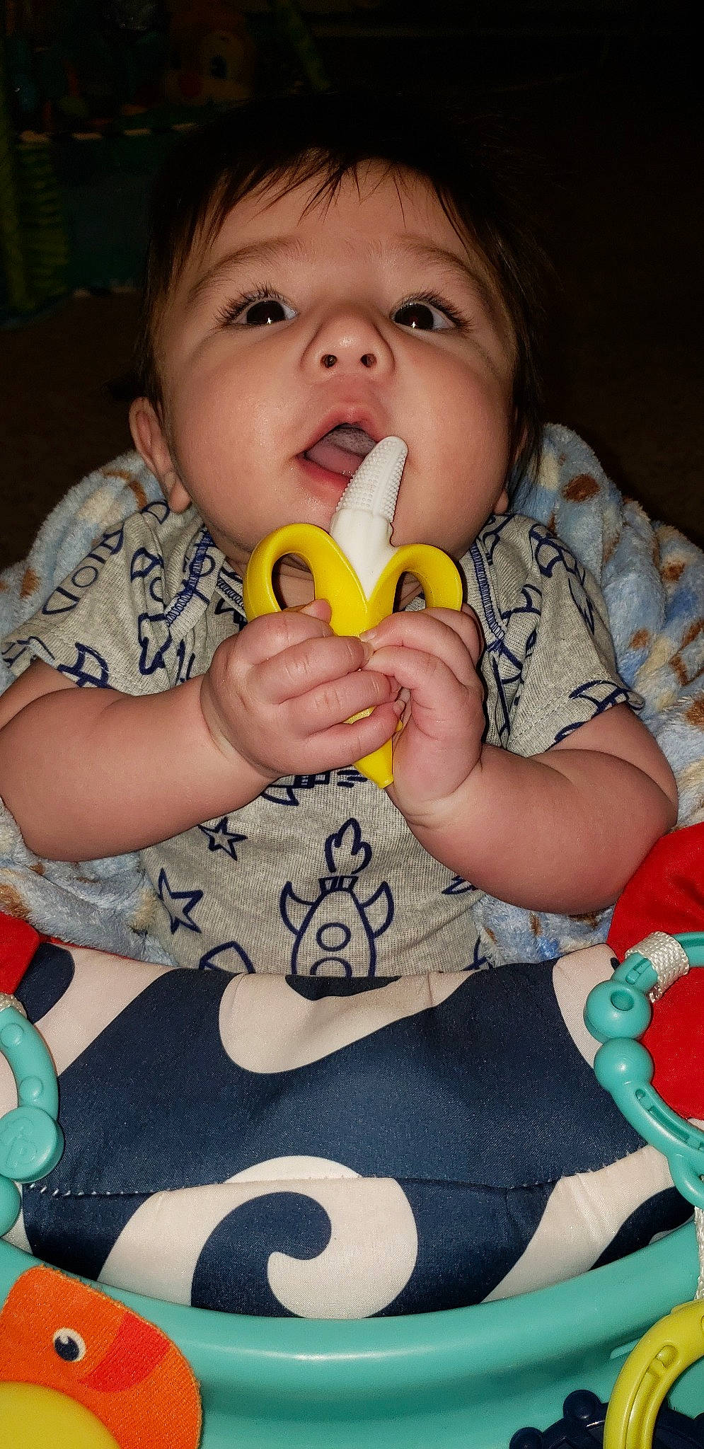 Jaxon joined the competition — help win amazing prizes! baby, baby_toys, child, comfort_food, eating, finger, person, play, toddler