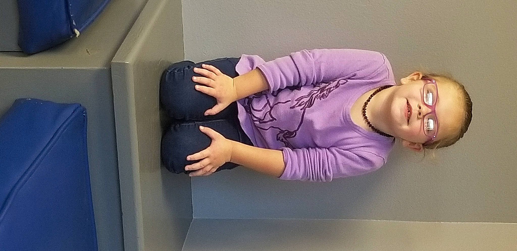 Riley joined the competition — help win amazing prizes! arm, comfort, elbow, finger, gesture, glasses, hand, human_body, joint, joy, knee, person, purple, shoulder, sleeve, smile, sportswear, sunglasses, thigh, thumb