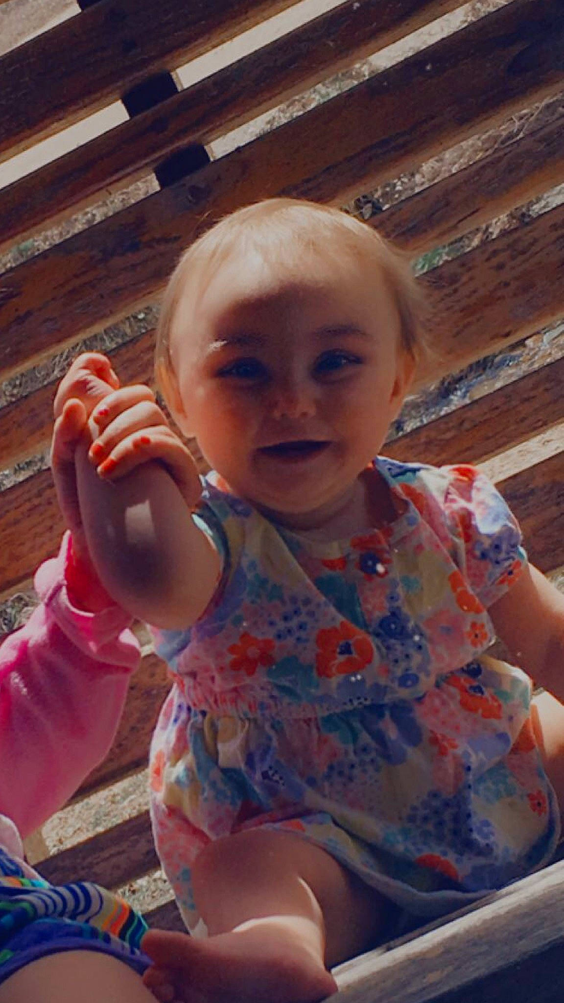Nevaeh is registered to the contest to win money with this photo: baby, baby_toddler_clothing, blond, cheek, child, chin, fun, gesture, happy, iris, leisure, mouth, nose, person, play, sitting, skin, smile, thumb, toddler