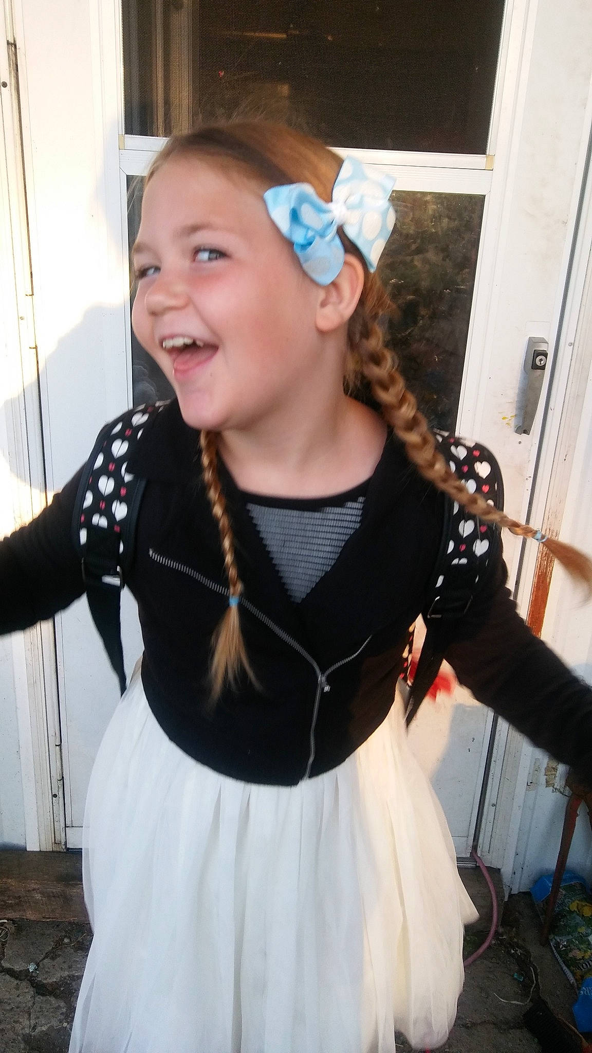 Kyla joined the competition — help win amazing prizes! child, clothing, costume, dress, ear, fashion_accessory, hair, hair_accessory, hairstyle, headband, headgear, headpiece, long_hair, neck, person, pigtail, sleeve, toddler