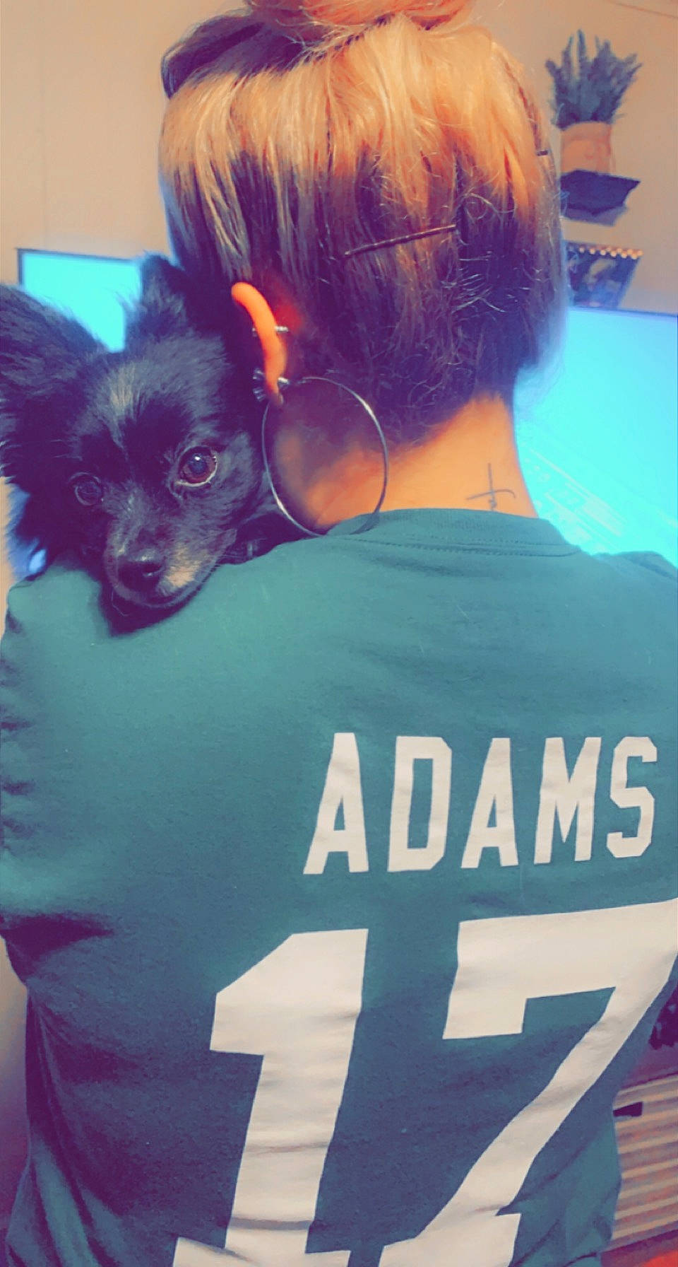 Karma Michelle Coensgen is registered to the contest to win money with this photo: carnivore, companion_dog, cool, dog, dog_breed, electric_blue, eyewear, fawn, font, gesture, glasses, happy, neck, shoulder, sleeve, snout, sunglasses, t_shirt, toy_dog, vision_care