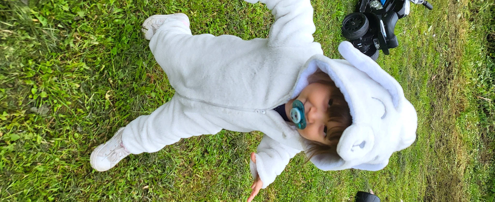 Lyna participe au concours pour gagner de l'argent avec cette photo : baby, child, eye, fun, garden, grass, grassland, green, hand, happy, hat, headwear, lawn, leisure, people_in_nature, person, plant, recreation, sitting, toddler