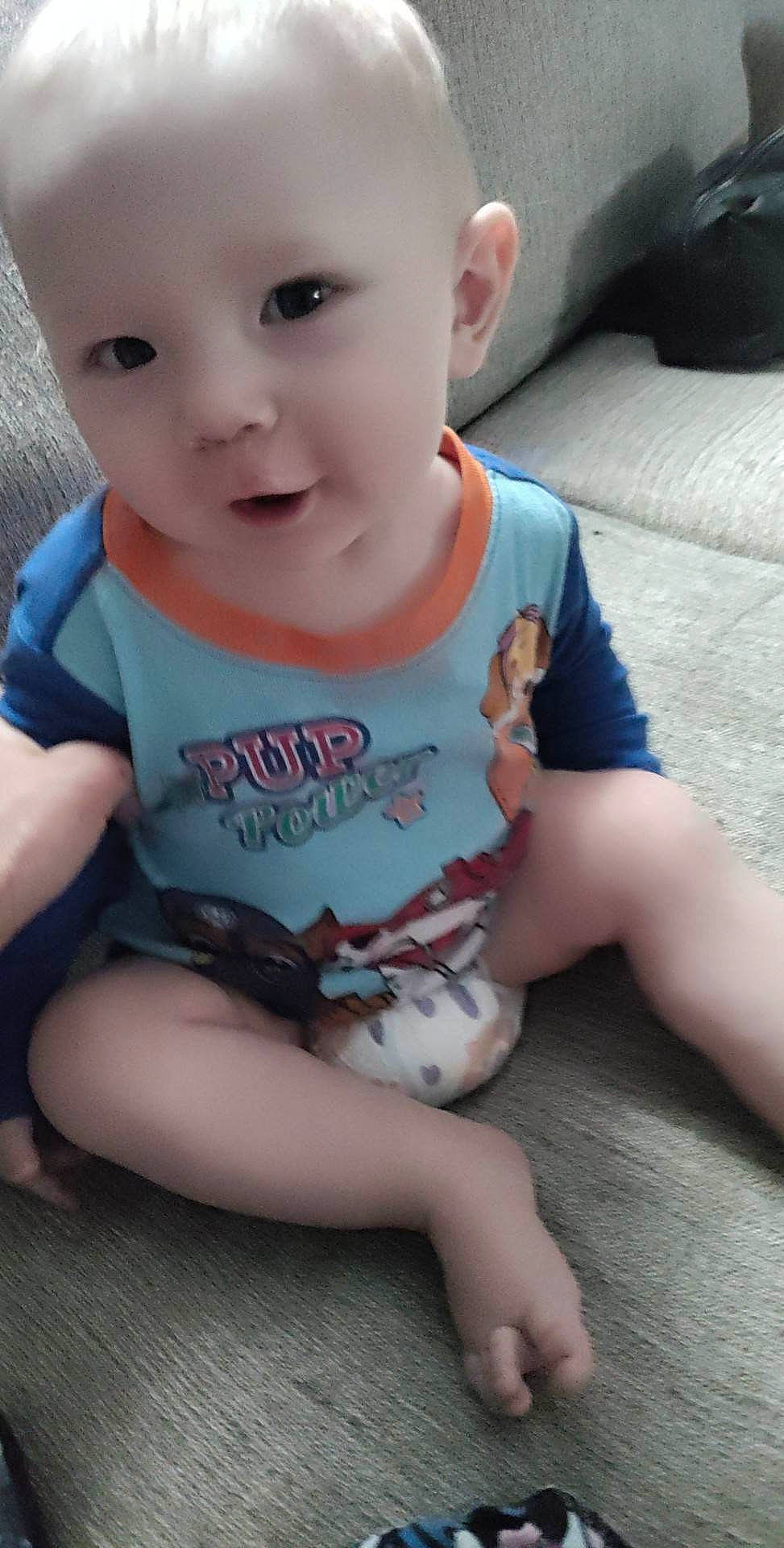 Easton joined the competition — help win amazing prizes! baby_toddler_clothing, cheek, chin, cool, eye, facial_expression, finger, hairstyle, happy, iris, joint, leg, lip, mouth, nose, person, photograph, skin, sleeve, smile