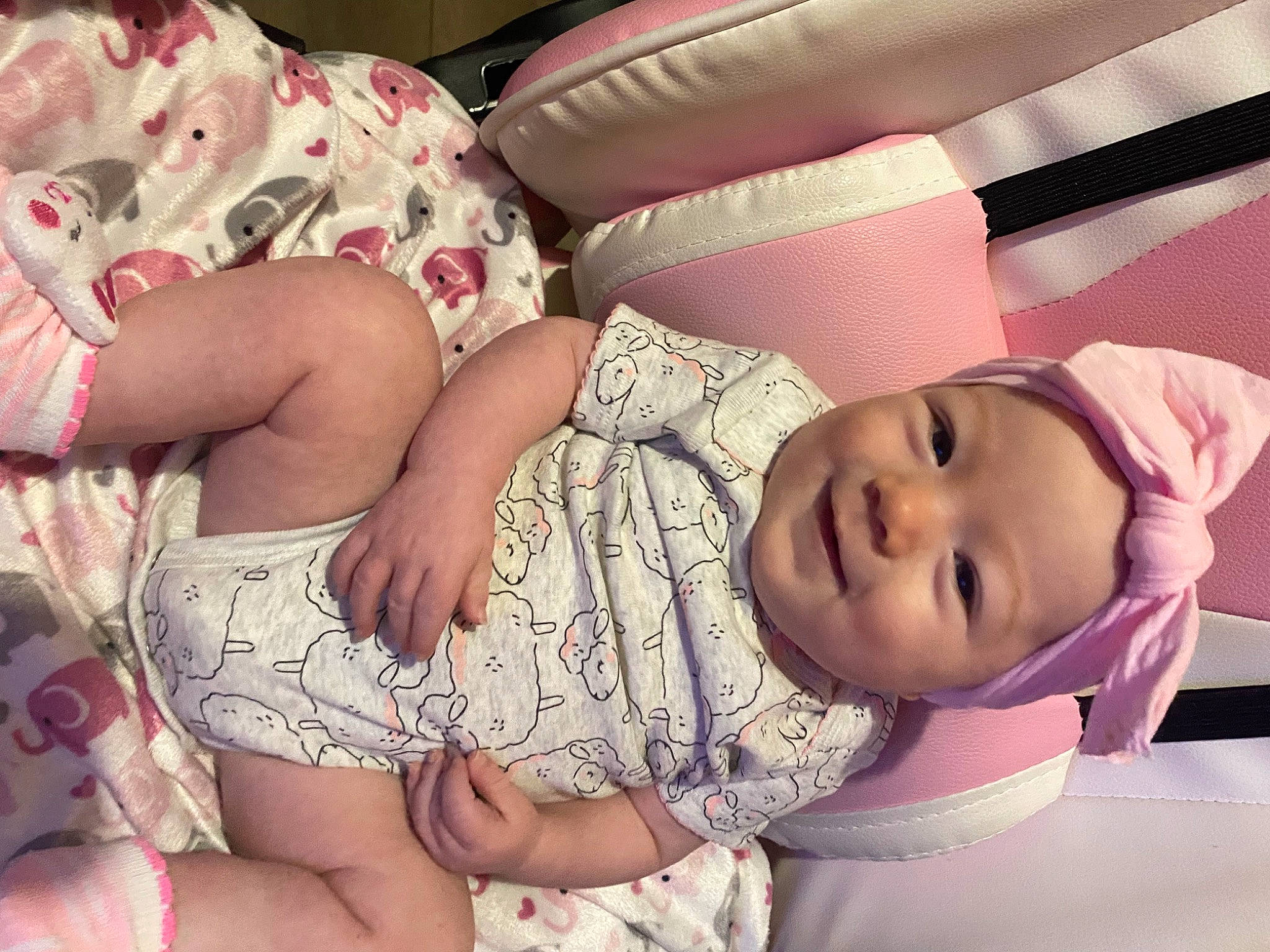 Layla joined the competition — help win amazing prizes! baby, baby_toddler_clothing, cheek, comfort, eye, facial_expression, finger, happy, headwear, human_body, joy, leg, lip, mouth, organ, person, pink, product, skin, sleeve