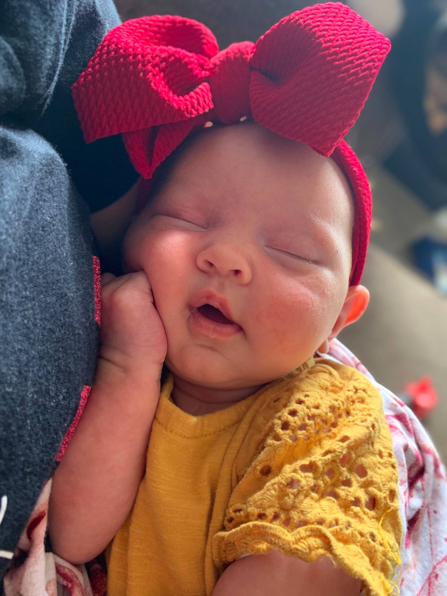 Charleigh joined the competition — help win amazing prizes! baby, cheek, child, ear, face, fashion_accessory, hair_accessory, head, headband, headgear, lip, nose, person, pink, skin, smile, toddler