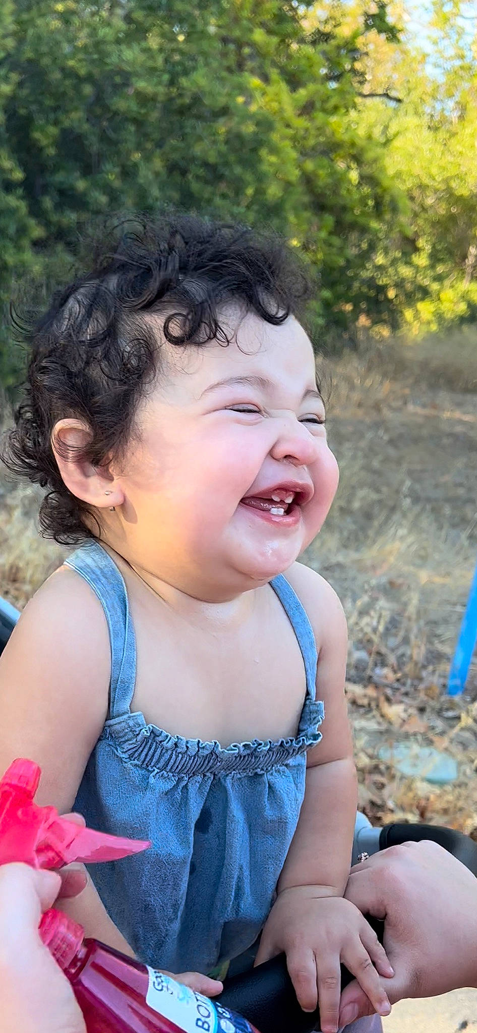 Scarlett Rose is registered to the contest to win money with this photo: baby, baby_laughing, baby_toddler_clothing, beauty, blue, child, event, face, fun, grass, happy, iris, leisure, person, pink, recreation, sitting, skin, smile, summer
