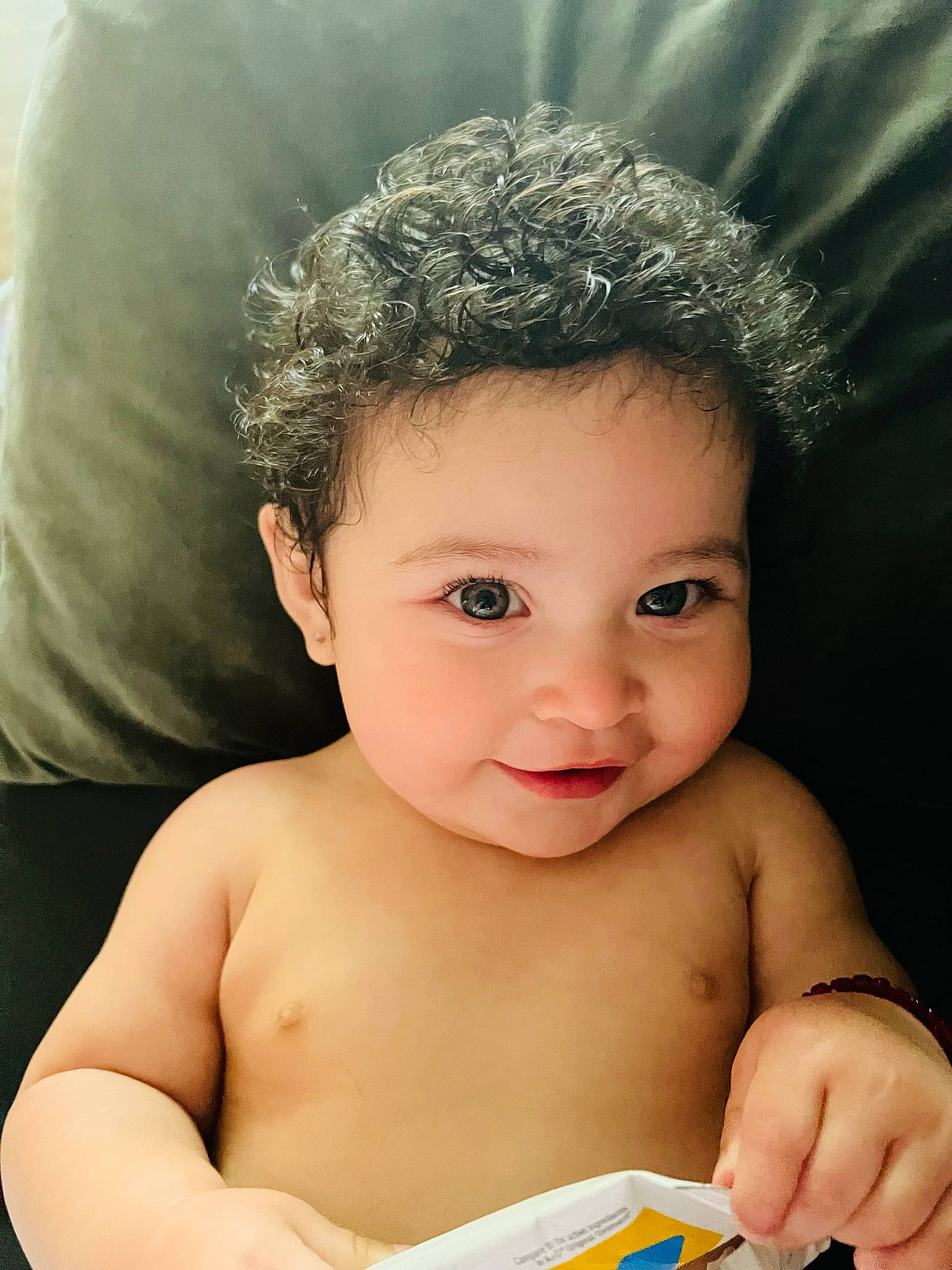 Scarlett Rose is registered to the contest to win money with this photo: baby, baby_toddler_clothing, cheek, chest, chin, close_up, eyebrow, eyelash, face, finger, flash_photography, happy, iris, lip, mouth, neck, nose, person, skin, smile