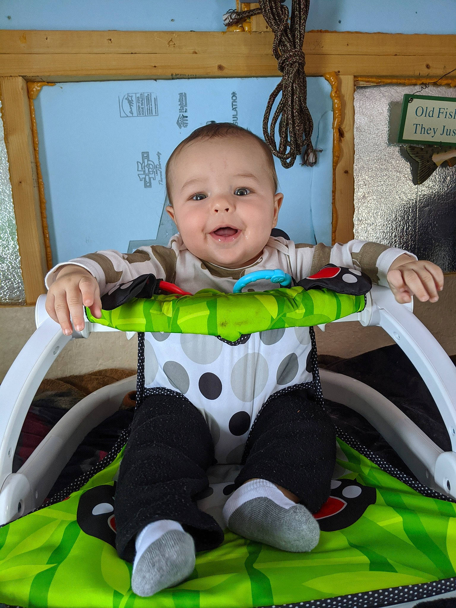 Kaine is registered to the contest to win money with this photo: baby, baby_carriage, baby_products, baby_toys, child, green, person, product, toddler