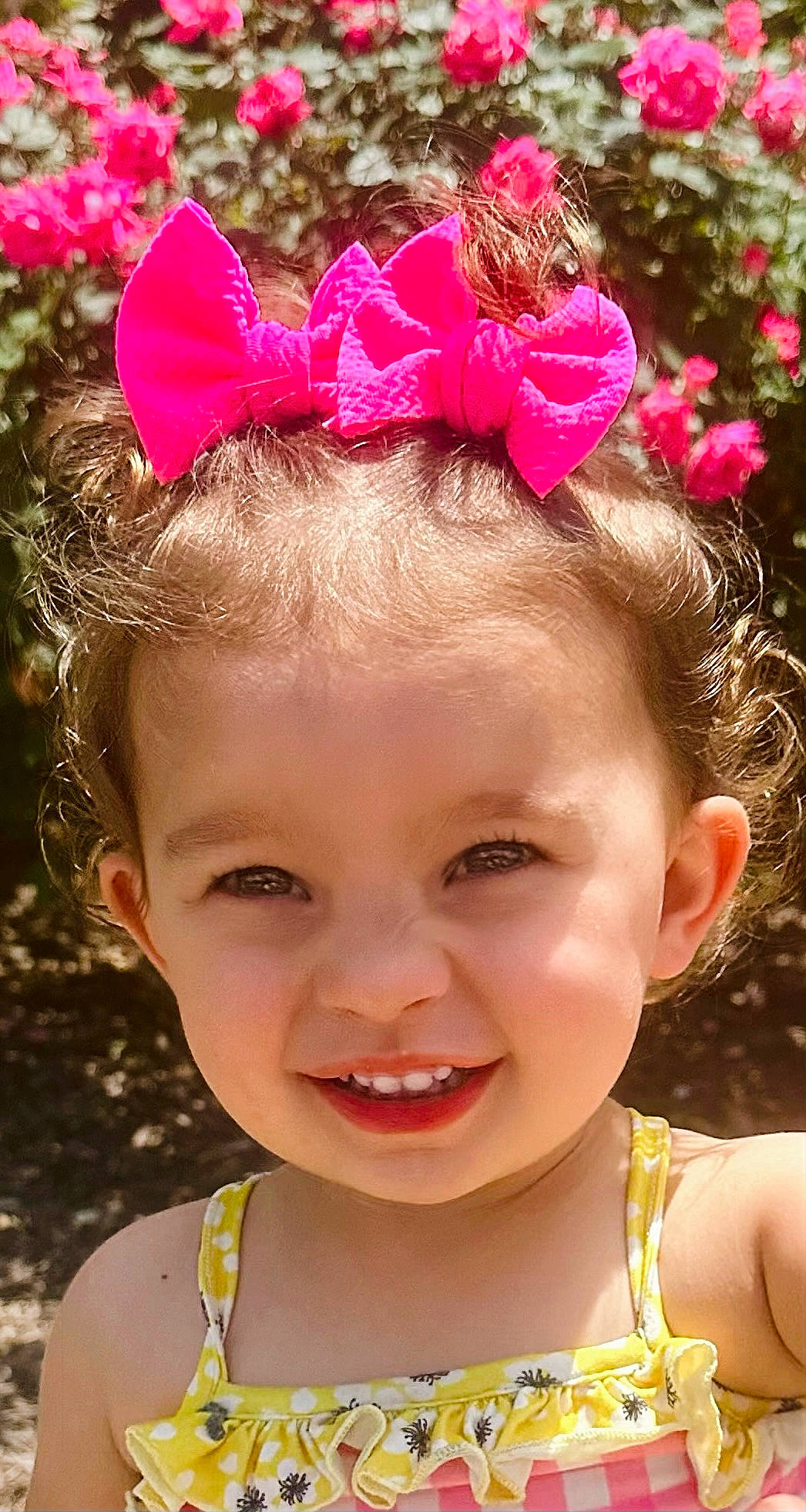 Everlee joined the competition — help win amazing prizes! baby_toddler_clothing, cheek, eye, face, grass, green, hair, hairstyle, happy, head, headgear, iris, joy, lip, mouth, person, pink, plant, red, skin