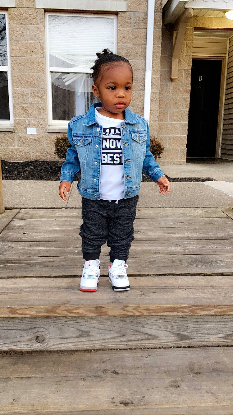 Pierre joined the competition — help win amazing prizes! blue, child, child_model, clothing, denim, electric_blue, footwear, jacket, jeans, outerwear, person, play, shoe, snapshot, standing, street_fashion, style, t_shirt, textile, toddler