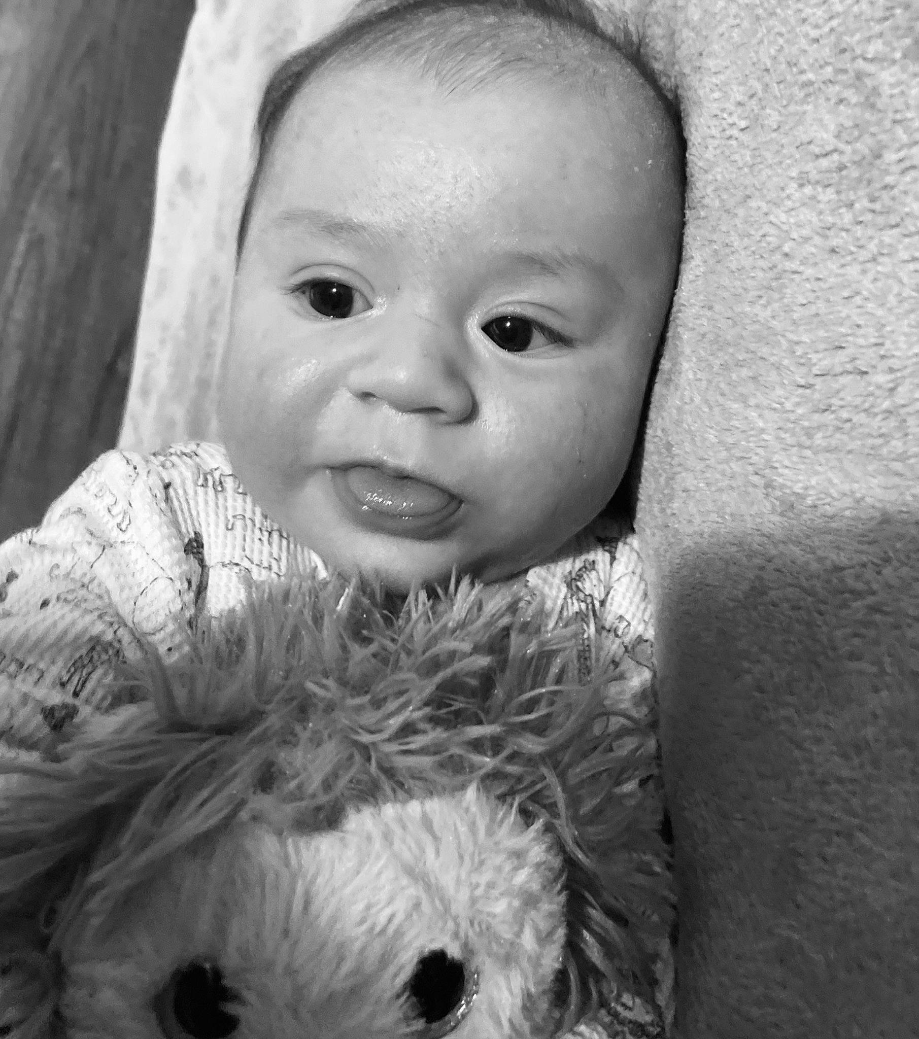 Allen joined the competition — help win amazing prizes! black, black_and_white, cheek, child, comfort, eye, eyebrow, face, flash_photography, happy, head, iris, monochrome, nose, person, skin, smile, style, toddler, toy