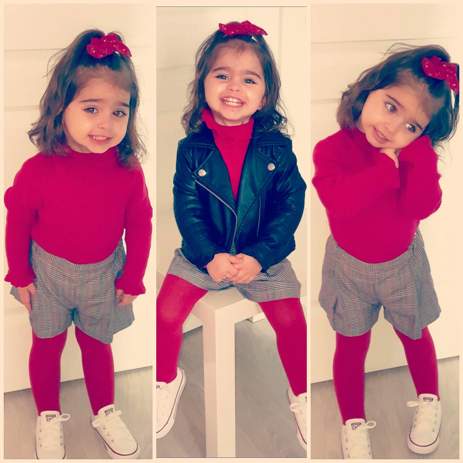 Lya a rejoint le concours — aidez-le/la à gagner de superbes lots ! active_pants, baby_toddler_clothing, child_model, clothing, hair, hair_accessory, happy, joy, leg, magenta, mouth, outerwear, person, photo_shoot, pink, red, sleeve, sock, style, toddler