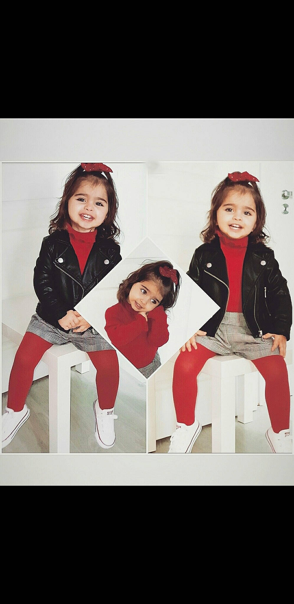 Lya a rejoint le concours — aidez-le/la à gagner de superbes lots ! child_model, fashion, fun, hair_accessory, happy, headband, headgear, joy, lap, laugh, person, photo_shoot, red, white