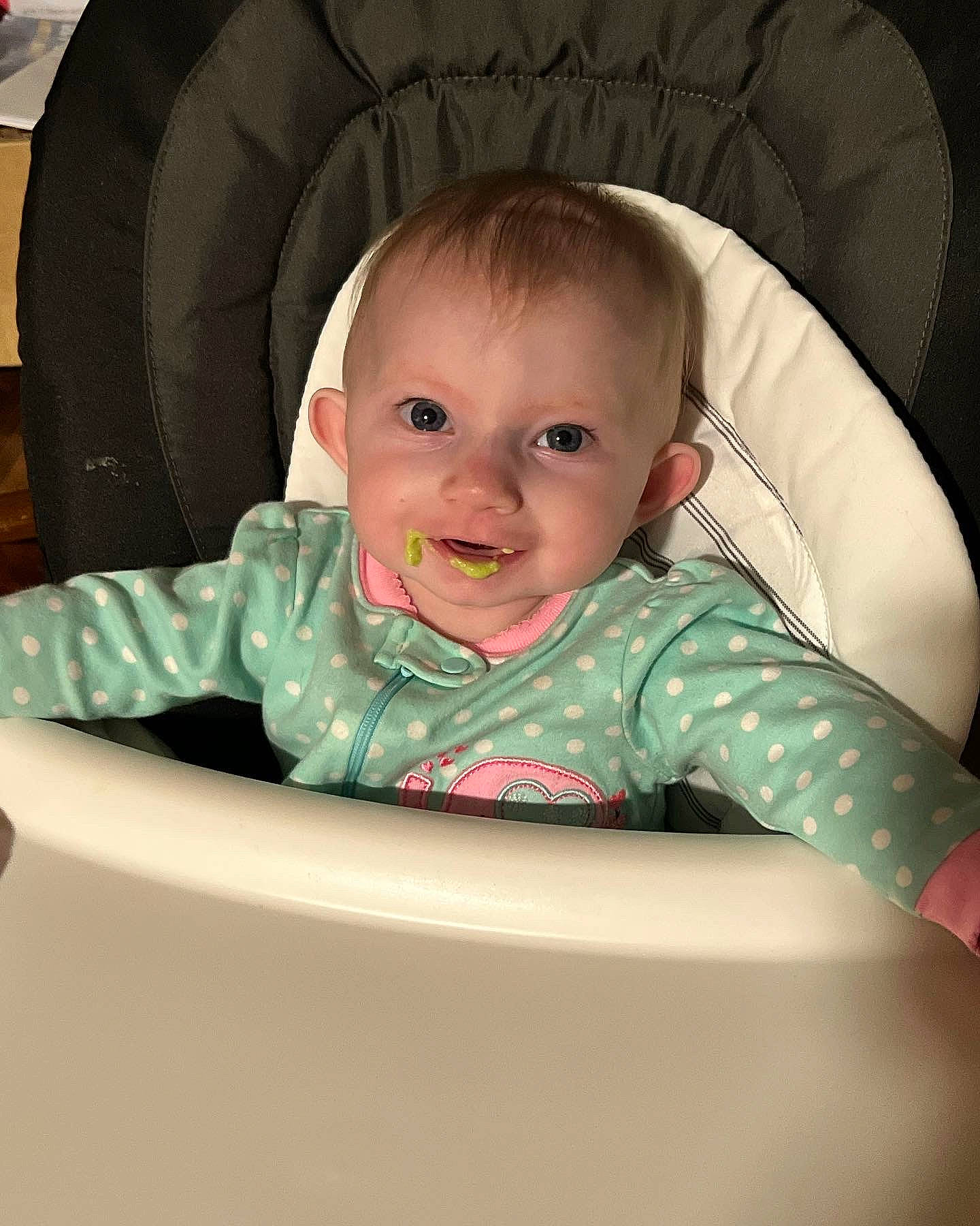Jocelyn joined the competition — help win amazing prizes! baby, baby_products, baby_toddler_clothing, cheek, child, comfort, eye, facial_expression, finger, flash_photography, fun, hairstyle, happy, head, mouth, person, sitting, skin, sleeve, smile