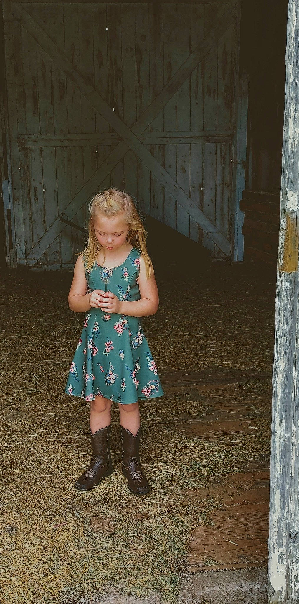 Jessa joined the competition — help win amazing prizes! child, clothing, door, dress, eye, flash_photography, fun, grass, hair, head, human_body, leg, one_piece_garment, people_in_nature, person, pink, standing, tints_and_shades, toddler, tree