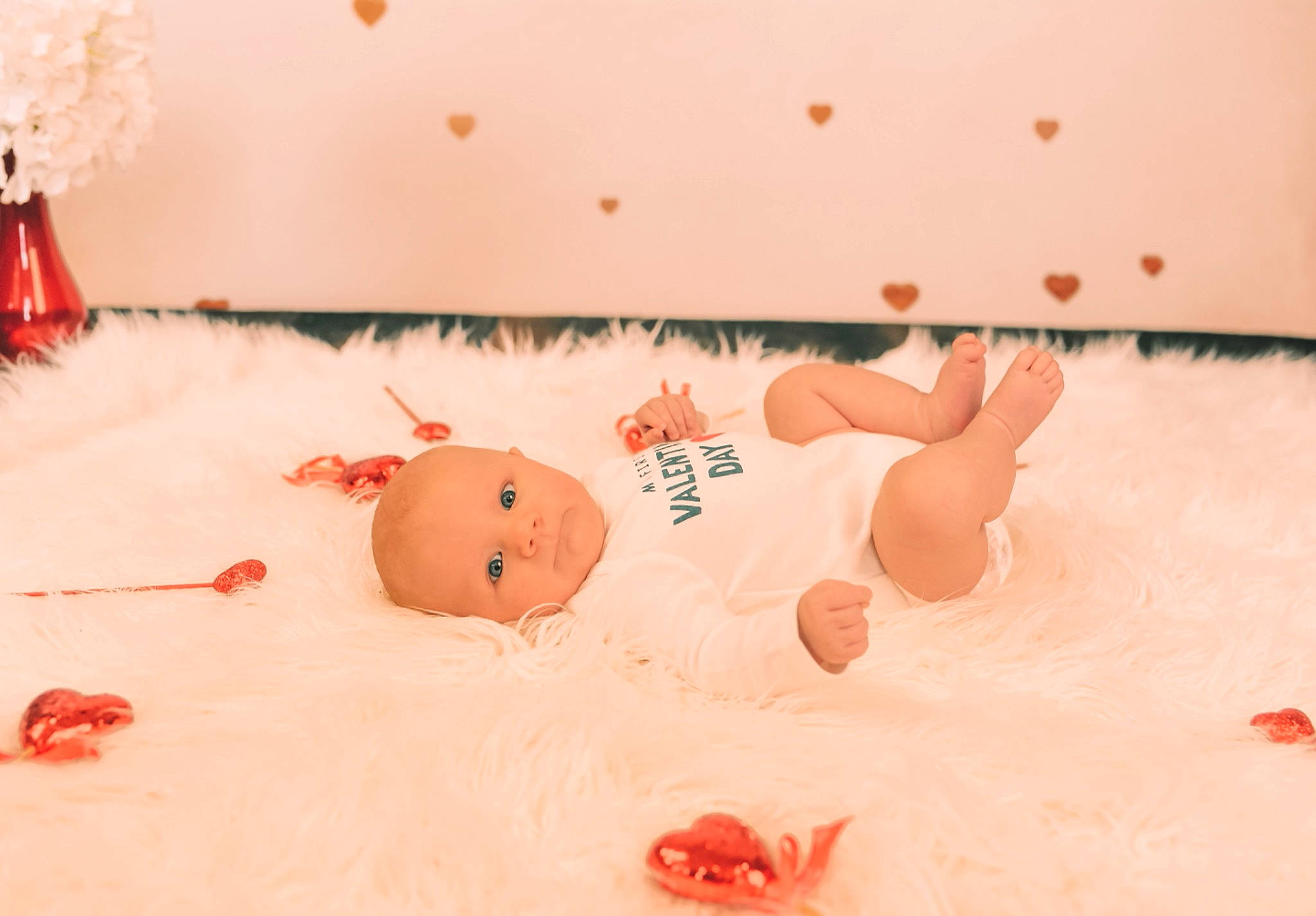 Andrei is registered to the contest to win money with this photo: art, baby, carmine, ceiling, chest, child, event, flesh, happy, leisure, orange, peach, person, petal, red, room, stuffed_toy, sweetness, teddy_bear, toy