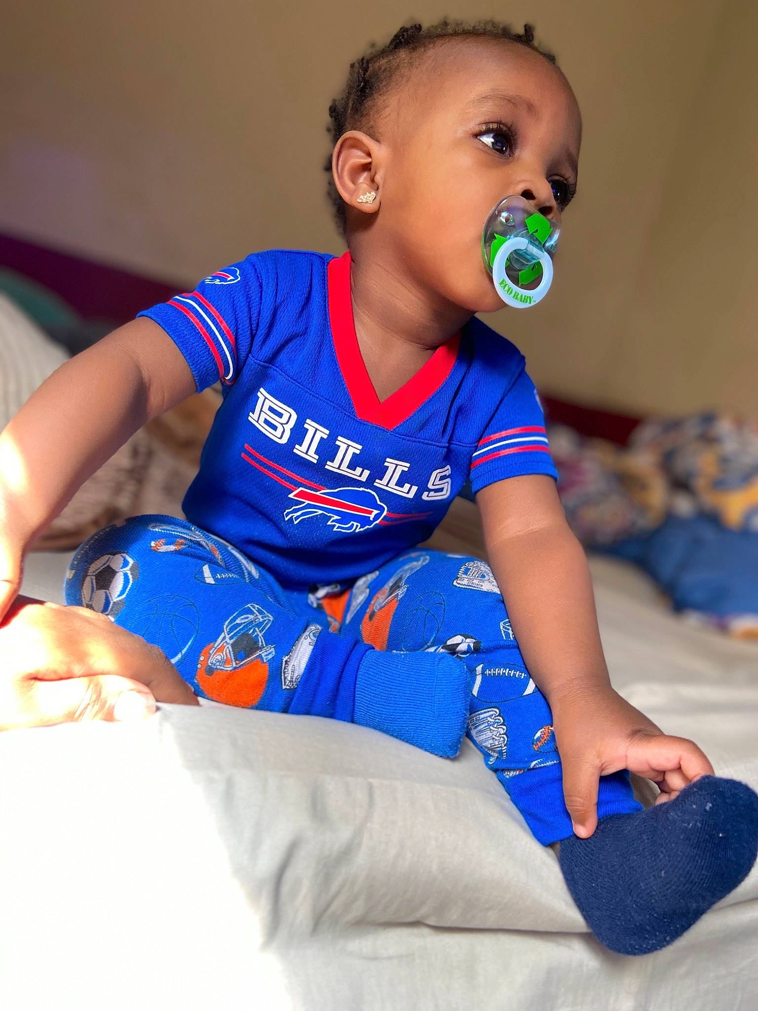 Gregory joined the competition — help win amazing prizes! baby, baby_toddler_clothing, blue, child, person, play, sitting, smile, toddler