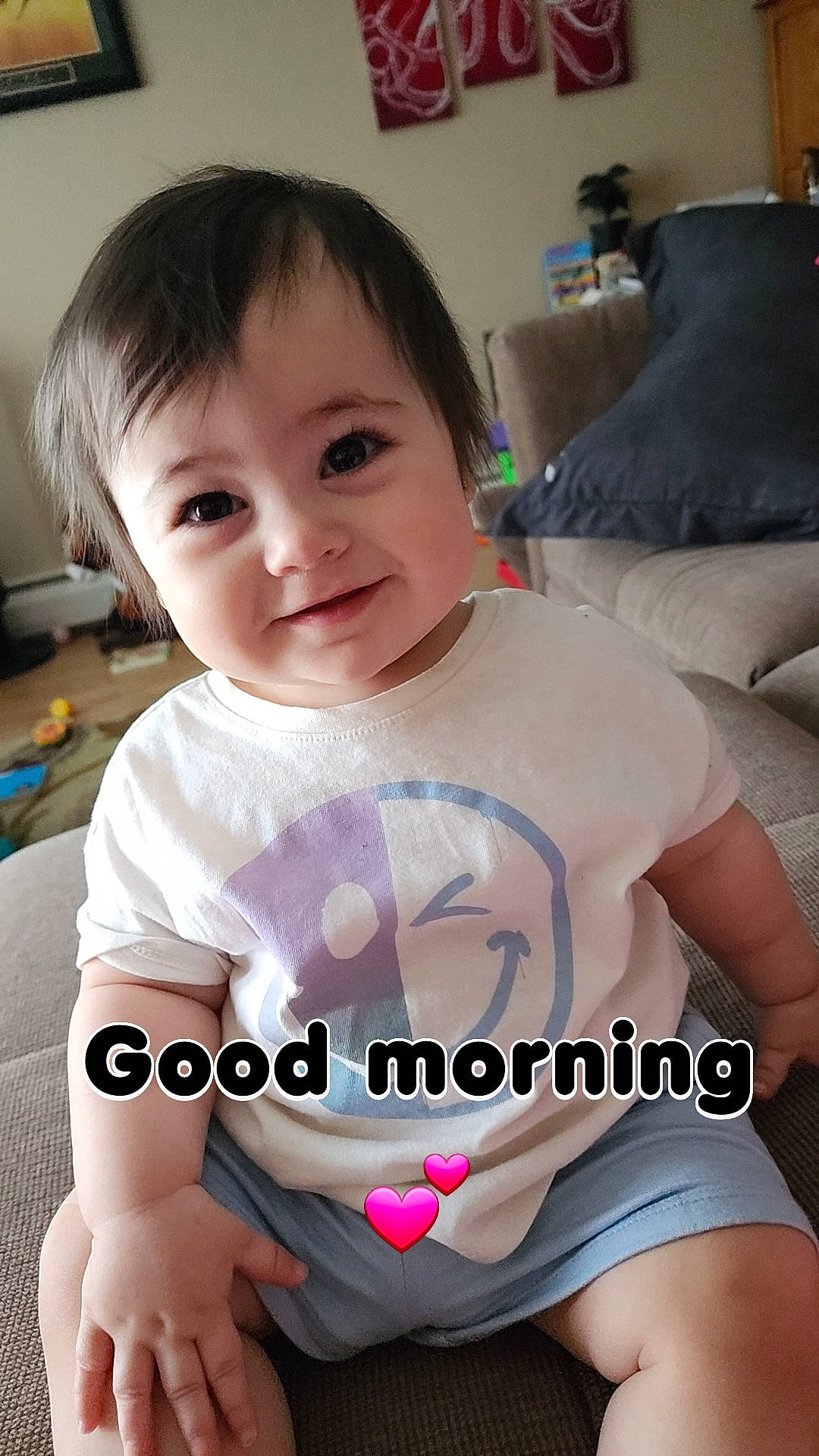 Tallulah joined the competition — help win amazing prizes! baby, baby_toddler_clothing, beauty, cheek, chest, child, chin, finger, happy, human_leg, joy, knee, muscle, neck, person, skin, sleeve, smile, t_shirt, thigh