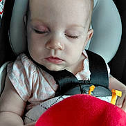 Hope joined the competition — help win amazing prizes! baby, car_seat, child, child_seat, closeup, clothing, cute, face, hand, head, indoor, infant, peaceful, plush_toy, resting, seatbelt, sleeping, soft_light, toddler, young_child