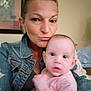 Hope joined the competition — help win amazing prizes! adult, baby, blurred, candid, casual, child, curious, denim_jacket, expression, face, furniture, holding, home, indoor, person, pink_clothing, portrait, pout, selfie, woman