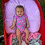 Ivory joined the competition — help win amazing prizes! baby, pink_onesie, donut_pattern, purple_pillow, red_wagon, blanket, grass, infant, smiling, outdoor, cute, cozy, soft_texture, child, person, legs, feet, relaxing, comfort, happy