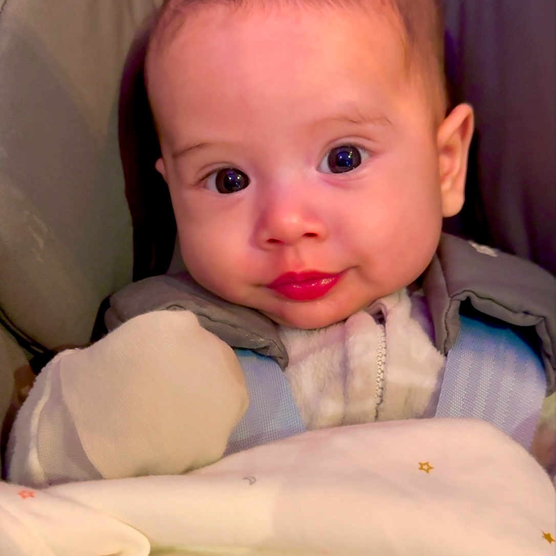 Grayson joined the competition — help win amazing prizes! baby, blanket, bodypart, car, car_interior, carseat, couch, cushion, face, finger, furniture, hand, happy, head, homedecor, newborn, person, photography, portrait, smile