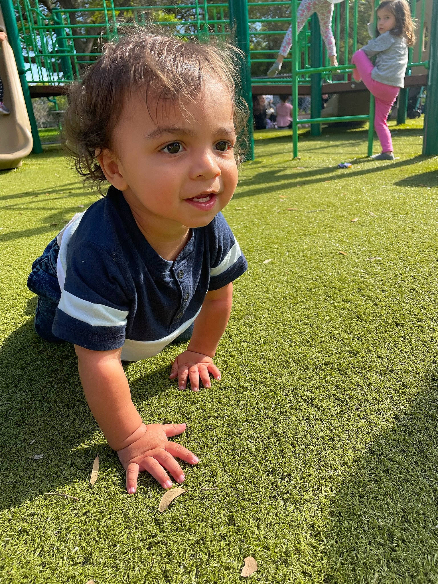 Junior joined the competition — help win amazing prizes! baby, baby_toddler_clothing, bench, botany, child, flooring, fun, grass, grass_family, green, groundcover, happy, lawn, leisure, people_in_nature, person, plant, public_space, recreation, smile