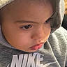 Tyler is registered to the contest to win money with this photo: casual, child, closeup, clothing, contemplative, cute, expression, eyelashes, face, fashion, hood, hoodie, indoors, nike, person, portrait, skin, soft_light, sweatshirt, young