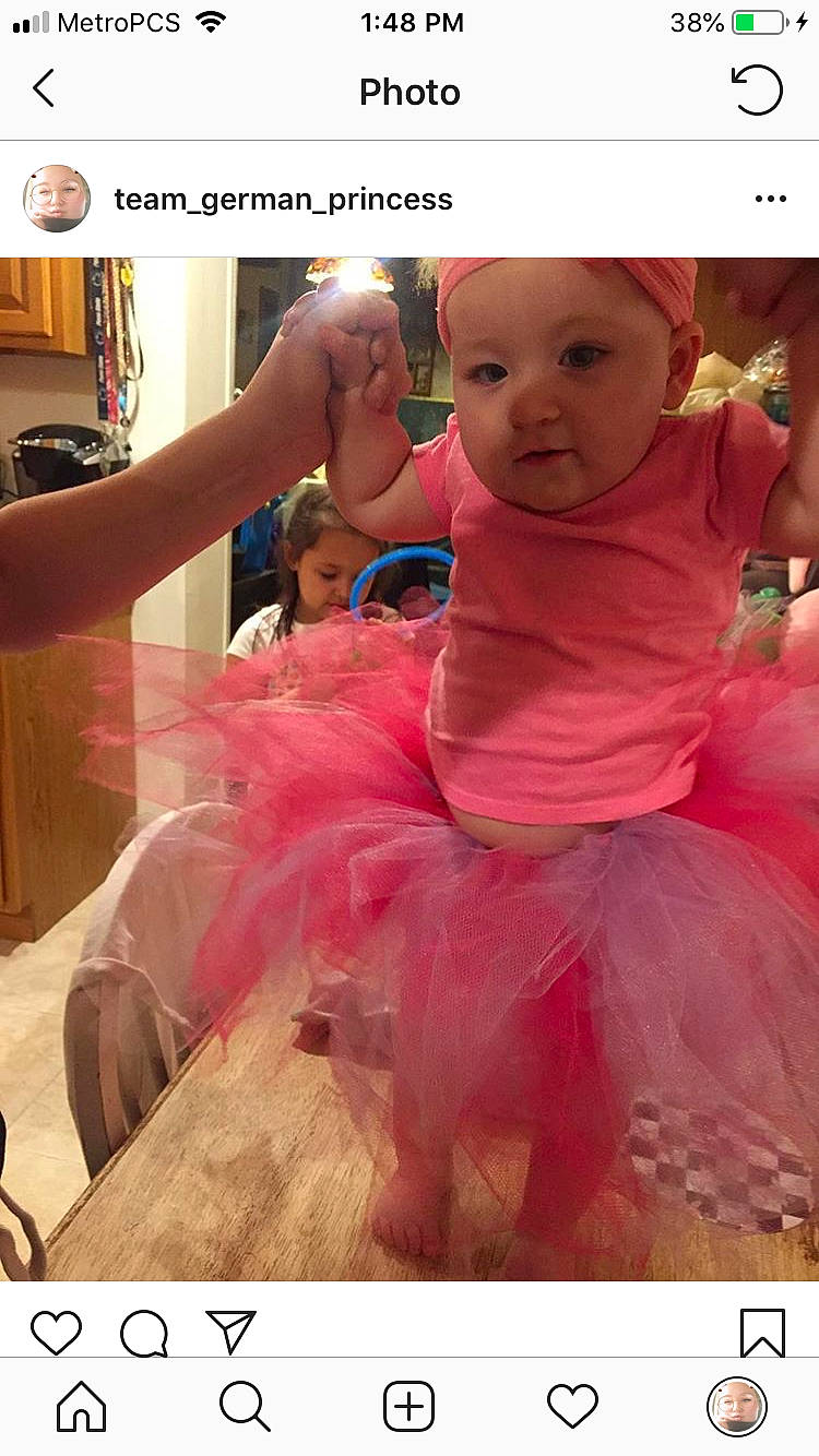 Juliana is registered to the contest to win money with this photo: ballet_tutu, child, clothing, costume, dress, fun, hair_coloring, headwear, peach, person, photo_caption, pink, toddler