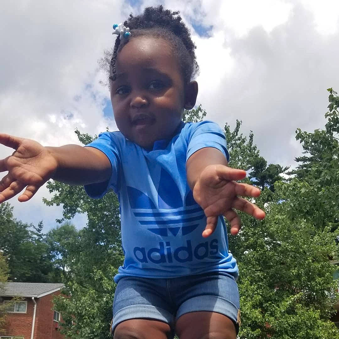 Jaziah joined the competition — help win amazing prizes! arm, child, cloud, cool, finger, fun, gesture, hand, happy, joint, muscle, person, photography, play, sky, smile, summer, t_shirt, thumb, toddler
