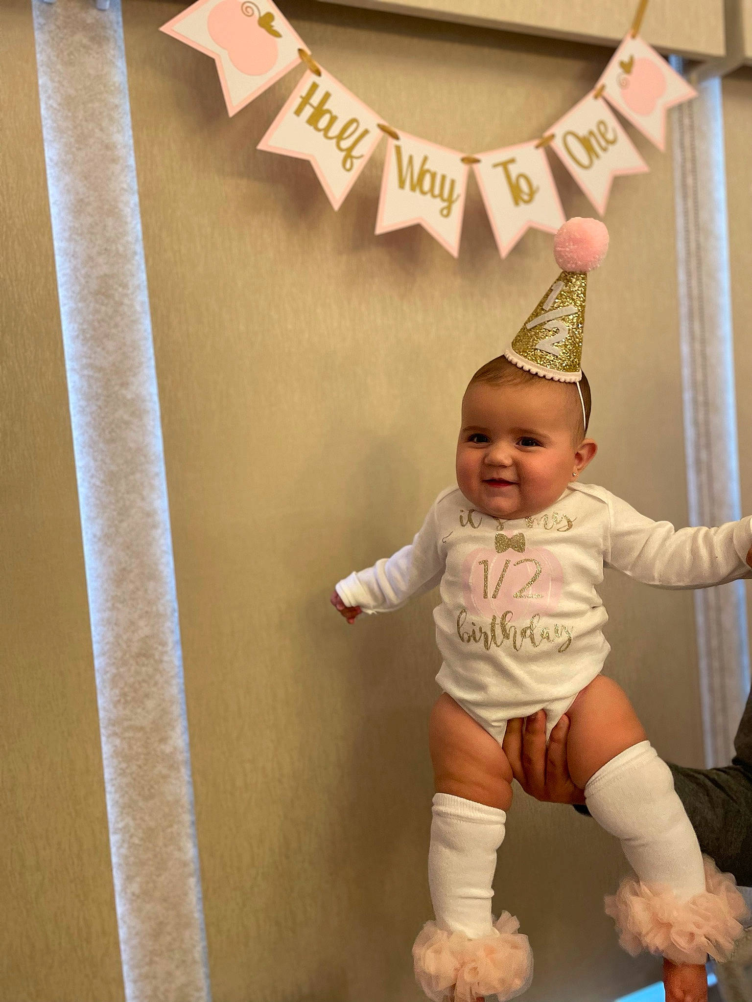 Charli joined the competition — help win amazing prizes! baby, baby_toddler_clothing, child, event, fashion_accessory, font, fun, happy, human_leg, joy, magenta, person, room, sitting, sleeve, smile, sock, t_shirt, thigh, toddler