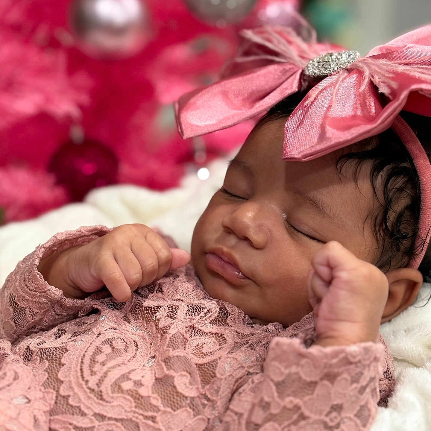 Phenix joined the competition — help win amazing prizes! accessories, baby, bodypart, bonnet, clothing, dress, face, finger, hand, happy, hat, head, headband, newborn, person, photography, portrait, purple, sleeping, smile