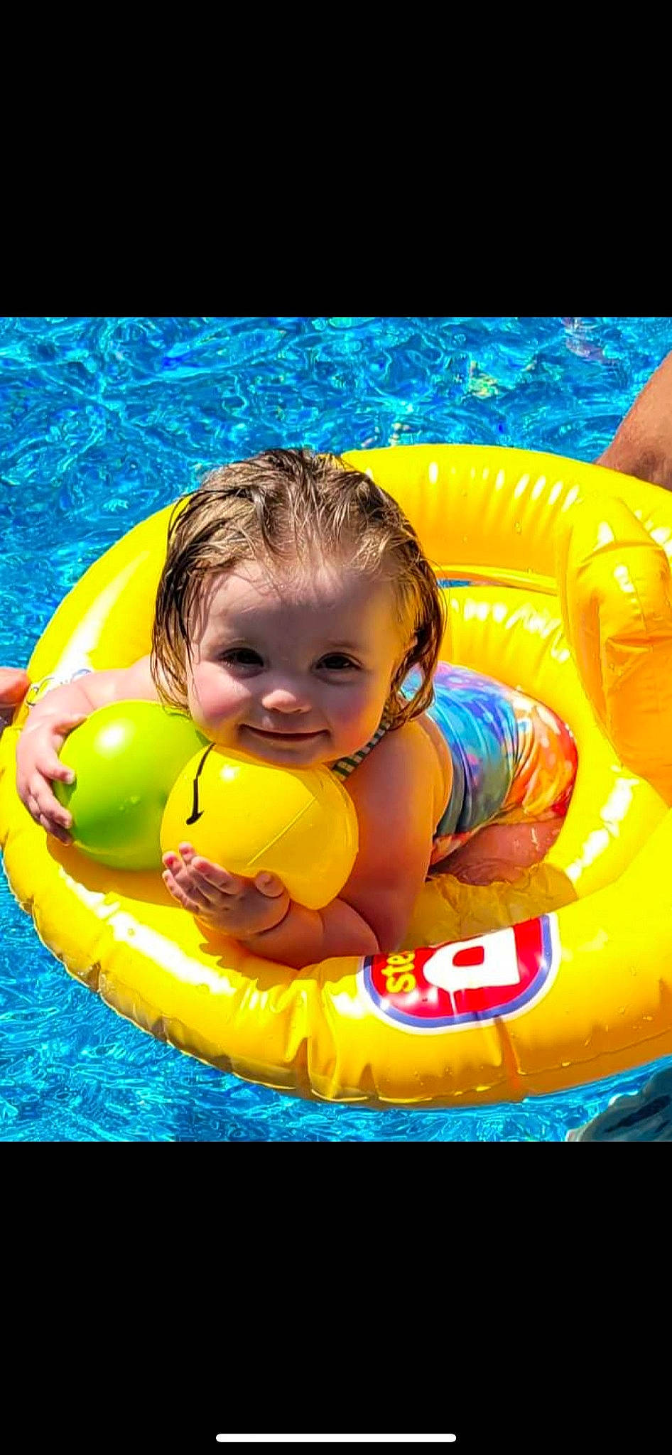 Bailee joined the competition — help win amazing prizes! aqua, baby, baby_float, bathing, child, facial_expression, fun, happy, inflatable, leisure, people, person, personal_protective_equipment, product, recreation, smile, summer, swimming_pool, toddler, tubing