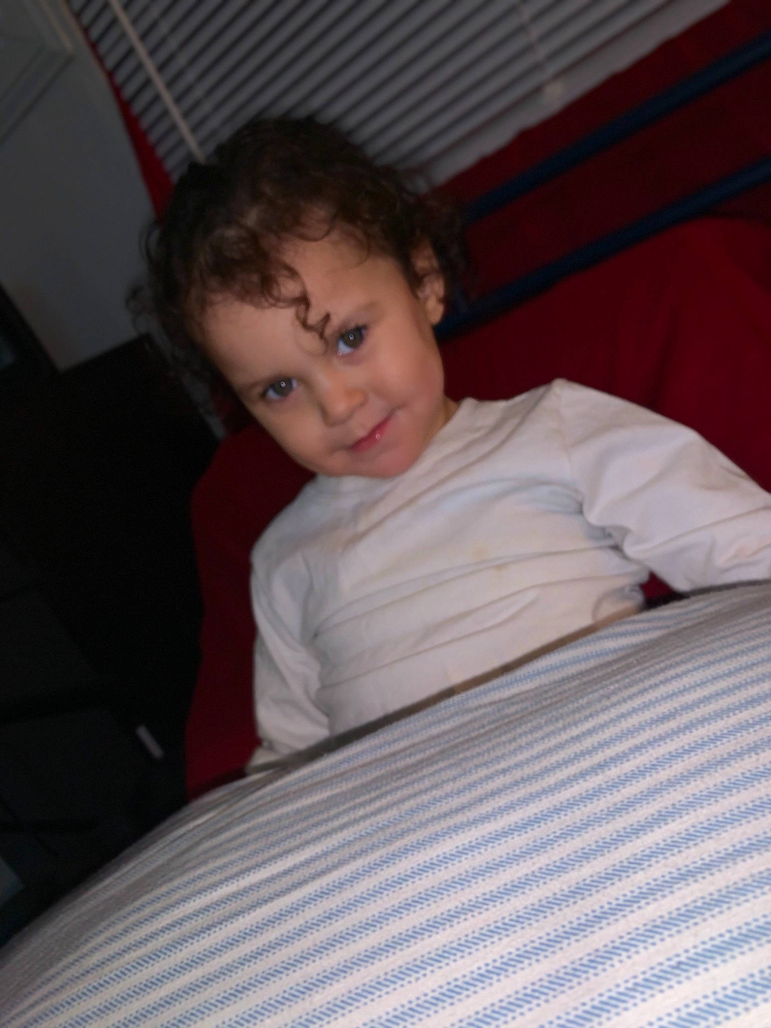 Jahsiah Lindley is registered to the contest to win money with this photo: arm, baby, bed, bedtime, child, fun, nose, person, skin, sleep, smile, toddler, vacation