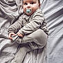 Tymeo a rejoint le concours — aidez-le/la à gagner de superbes lots ! baby, bed, child, comfort, cute, expression, face, foot, gray_clothing, hand, indoors, infant, lying_down, pacifier, pajamas, person, sheet, skin, sleepwear, wrinkles