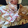 Bailey Lee joined the competition — help win amazing prizes! baby, blanket, cat, infant, pet, bed, cozy, curious, indoor, sleeping_baby, animal, cute, feline, patterned_bedspread, resting, soft, warm, young_child, comfort, domestic