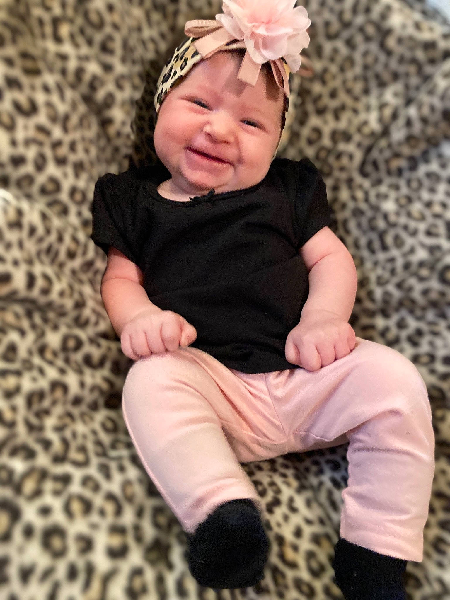 Harlee joined the competition — help win amazing prizes! baby, baby_toddler_clothing, child, collar, eye, face, fashion_accessory, grass, happy, head, headband, headwear, jewellery, necklace, pattern, person, pink, plant, sleeve, smile