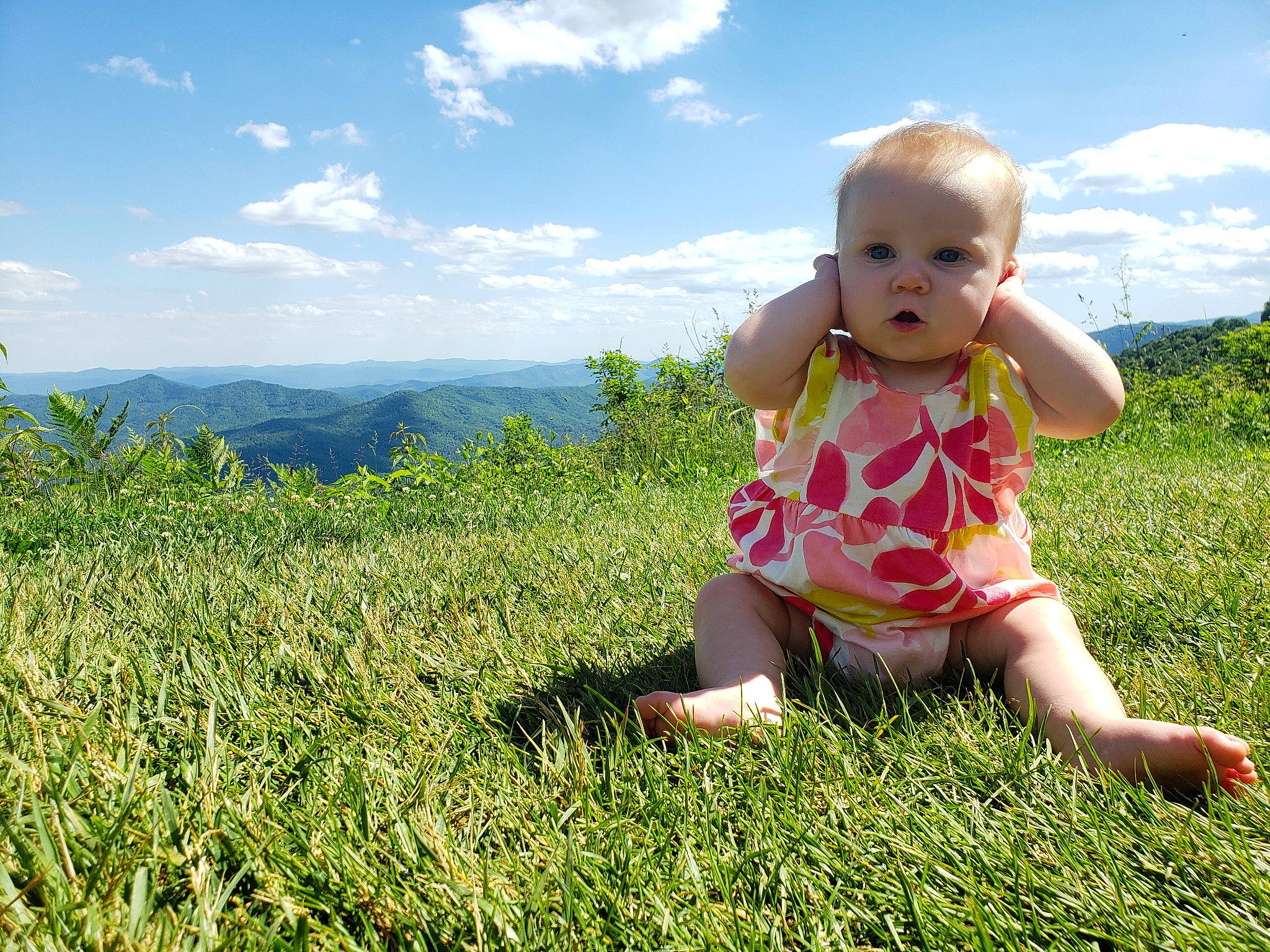 Avery joined the competition — help win amazing prizes! baby, baby_toddler_clothing, cloud, fun, grass, grass_family, grassland, happy, landscape, leaf, leisure, meadow, natural_environment, nature, people_in_nature, person, plant, prairie, sky, sunlight