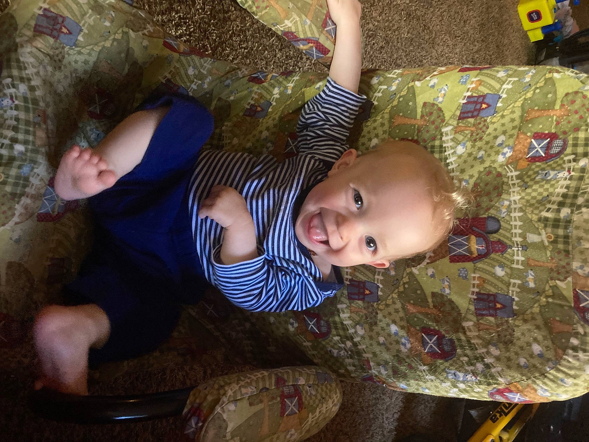 Ava Grace is registered to the contest to win money with this photo: baby, baby_products, baby_toddler_clothing, cheek, child, comfort, flooring, fun, grass, happy, iris, leaf, mouth, person, sitting, skin, smile, textile, toddler, tree