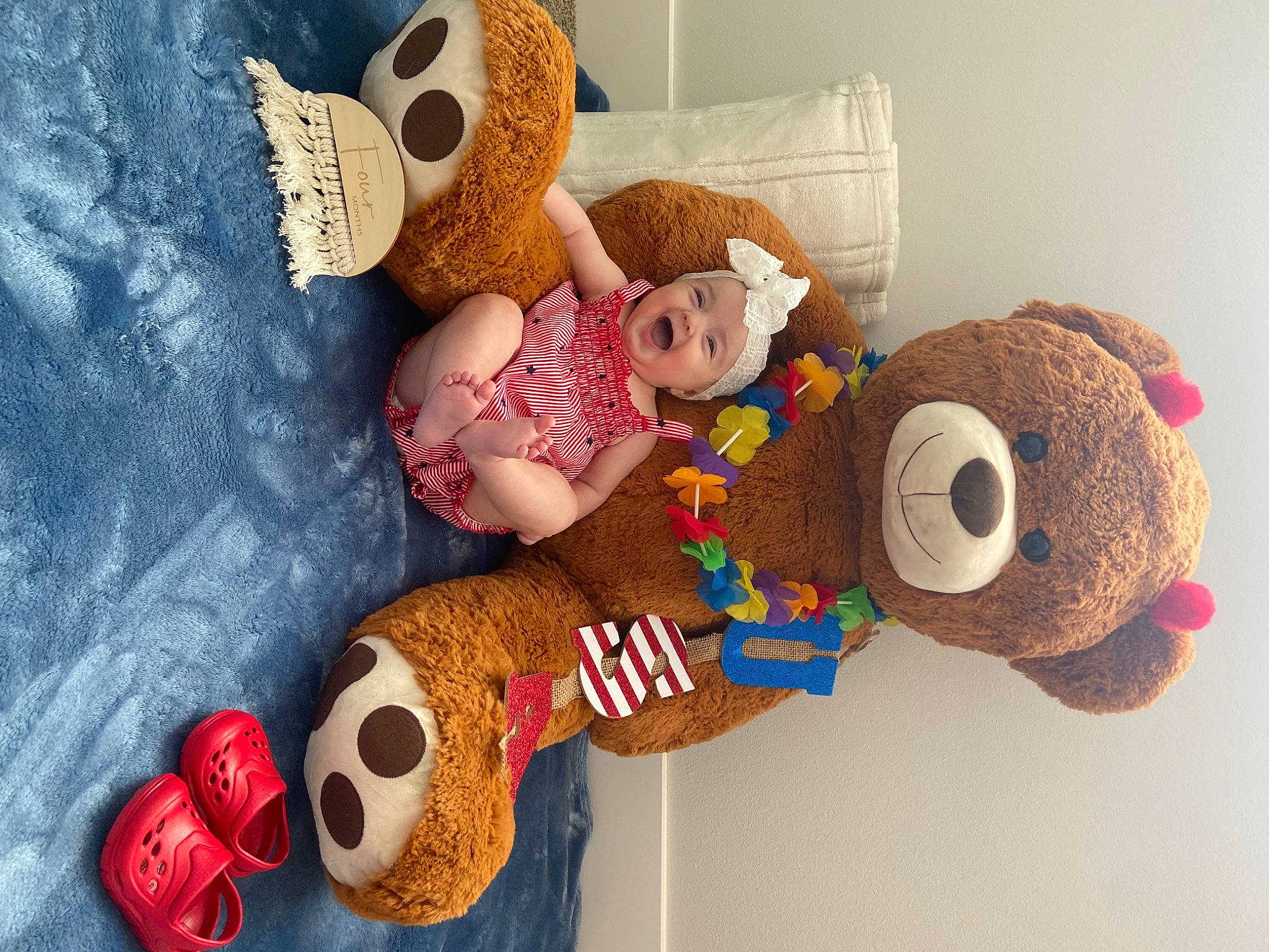 Tenley joined the competition — help win amazing prizes! art, baby_products, baby_toys, brown, child, fawn, font, fur, headwear, pattern, person, plush, room, shelf, stuffed_toy, textile, thread, toy, wood, wool